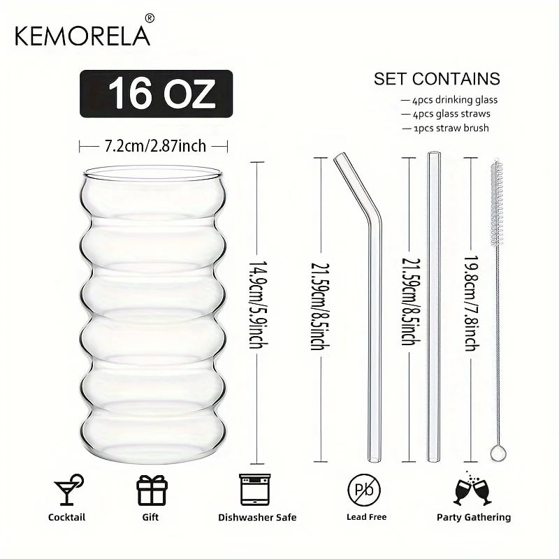 Heatresistant Transparent Glass Cup Creative Tumbler Drinkware Tea Juice Milk Coffee Mug Home Water 5