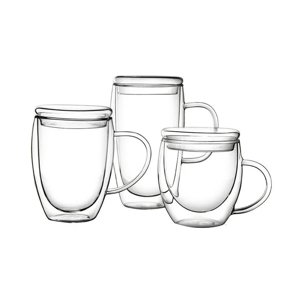 Double Wall Mugs Beer Whiskey Wine Glasses Tumbler Holder Cup Coffee Cups Tea Mug with Lid