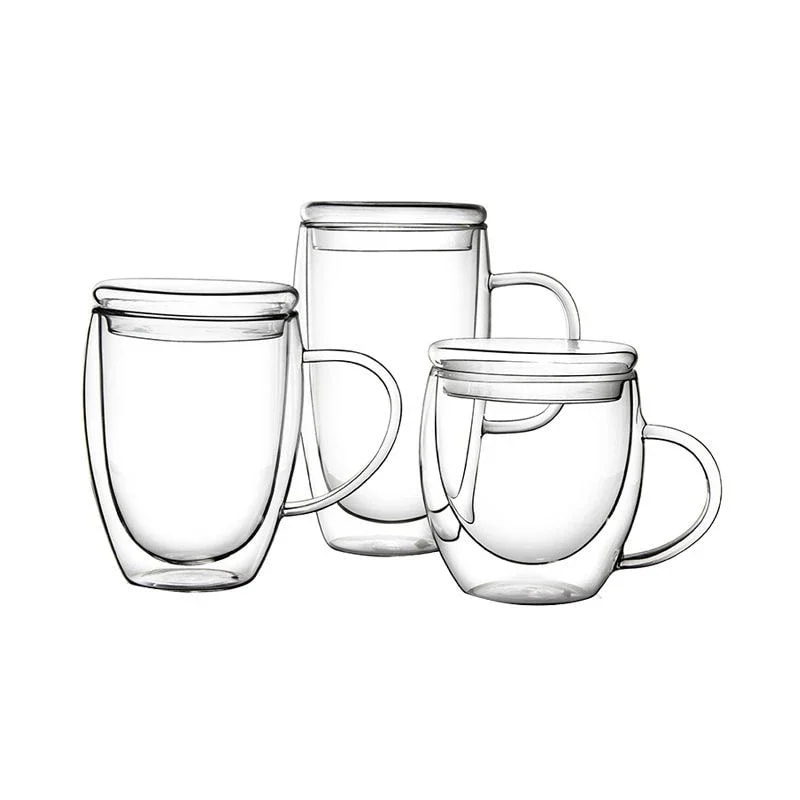 Double Wall Mugs Beer Whiskey Wine Glasses Tumbler Holder Cup Coffee Cups Tea Mug with Lid