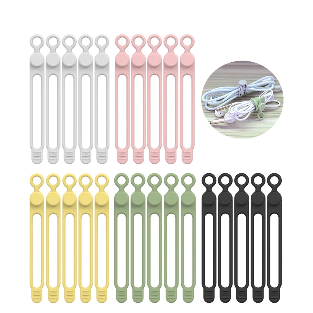 Silicone Cable TiesCord OrganizerCable StrapsReusable Cord TiesTravel Cable Organizer Cute Elastic 0