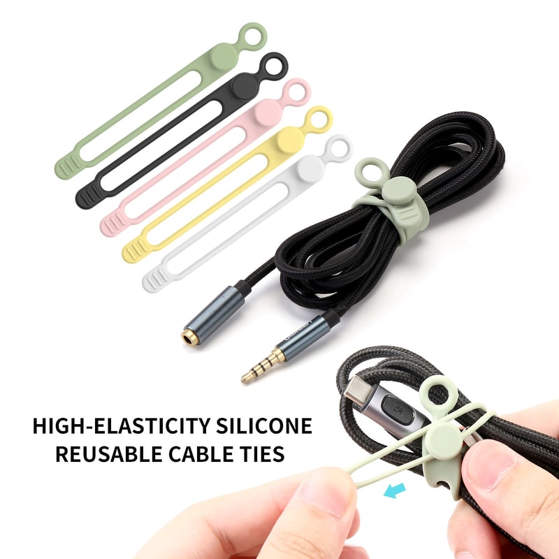 Silicone Cable TiesCord OrganizerCable StrapsReusable Cord TiesTravel Cable Organizer Cute Elastic 1