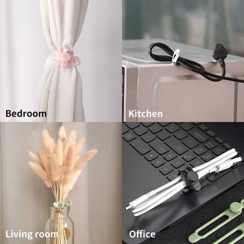 Silicone Cable TiesCord OrganizerCable StrapsReusable Cord TiesTravel Cable Organizer Cute Elastic 5