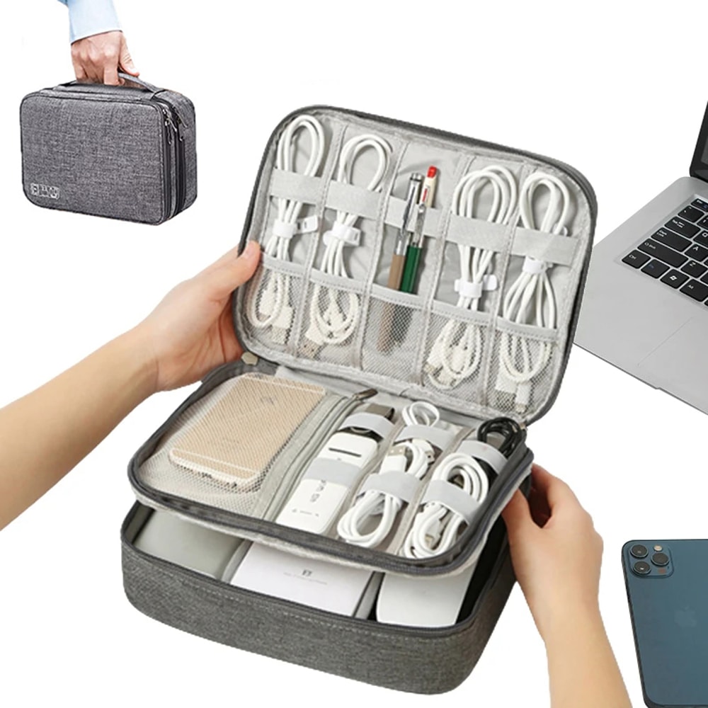 Waterproof Cable Storage Bag Digital Electronic Organizer USB Charger Plug Storage Portable Travel Cable Organizer