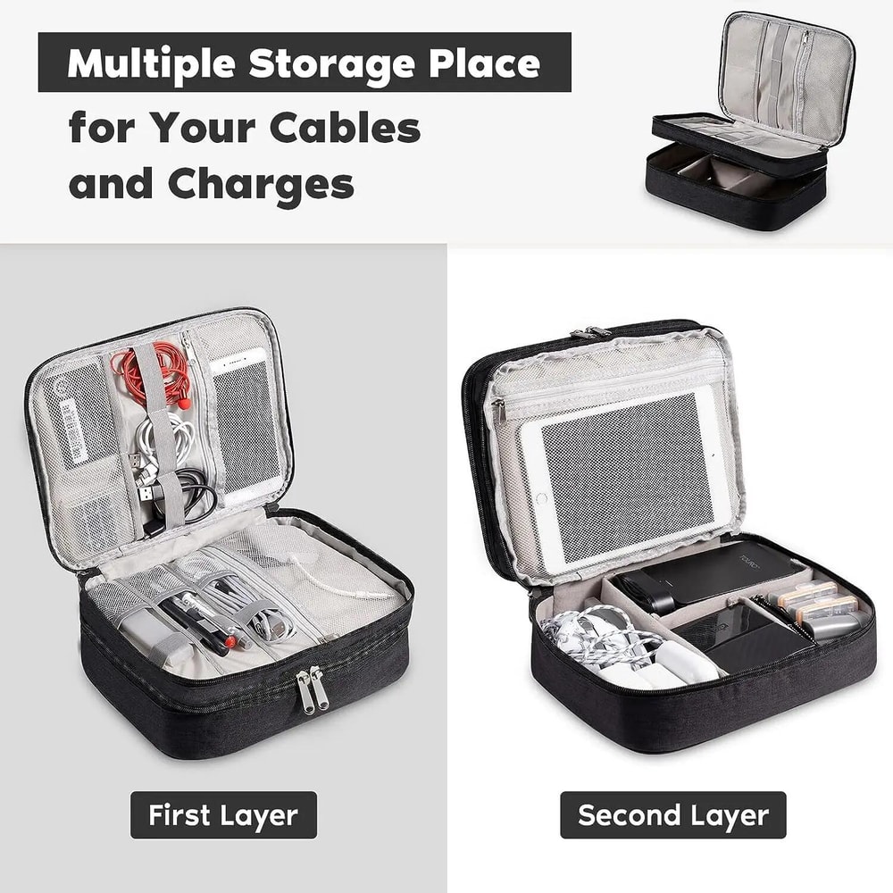 Waterproof Cable Storage Bag Digital Electronic Organizer USB Charger Plug Storage Portable Travel Cable Organizer