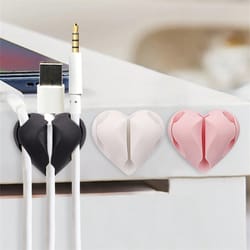 usb charging cable clips heart shaped mini organizer desk tidy winder holder protectors for home office