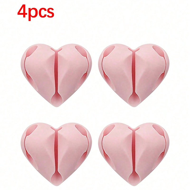 USB Charging Cable Clips Heart Shaped Mini Organizer Desk Tidy Winder Holder Protectors For Home Of 6