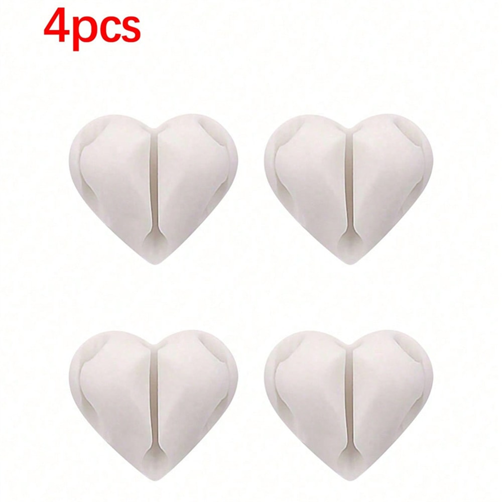 USB Charging Cable Clips Heart Shaped Mini Organizer Desk Tidy Winder Holder Protectors For Home Of 7