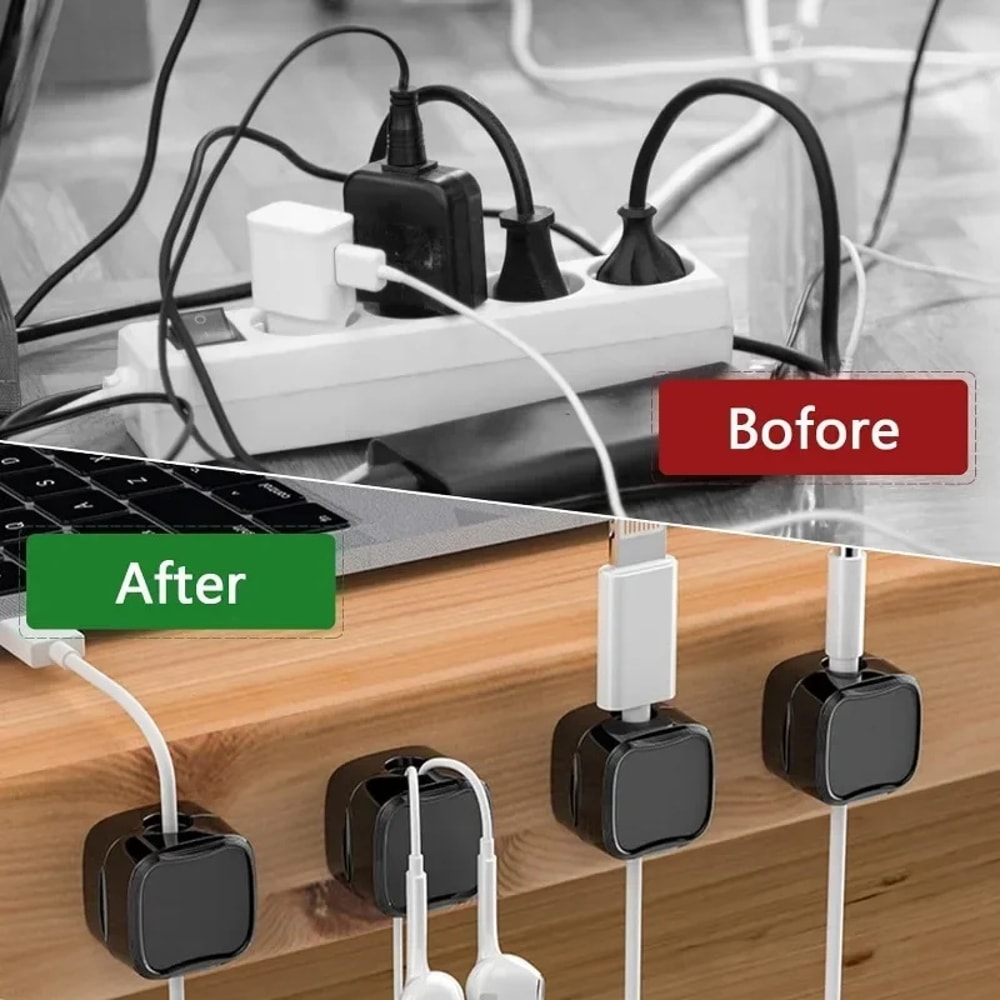 Cable Organizer With Magnetic Clips Adjustable Cord Holder For Desk Wire Keeper Cable Management 2