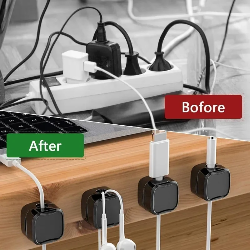 Cable Organizer With Magnetic Clips Adjustable Cord Holder For Desk Wire Keeper Cable Management 2