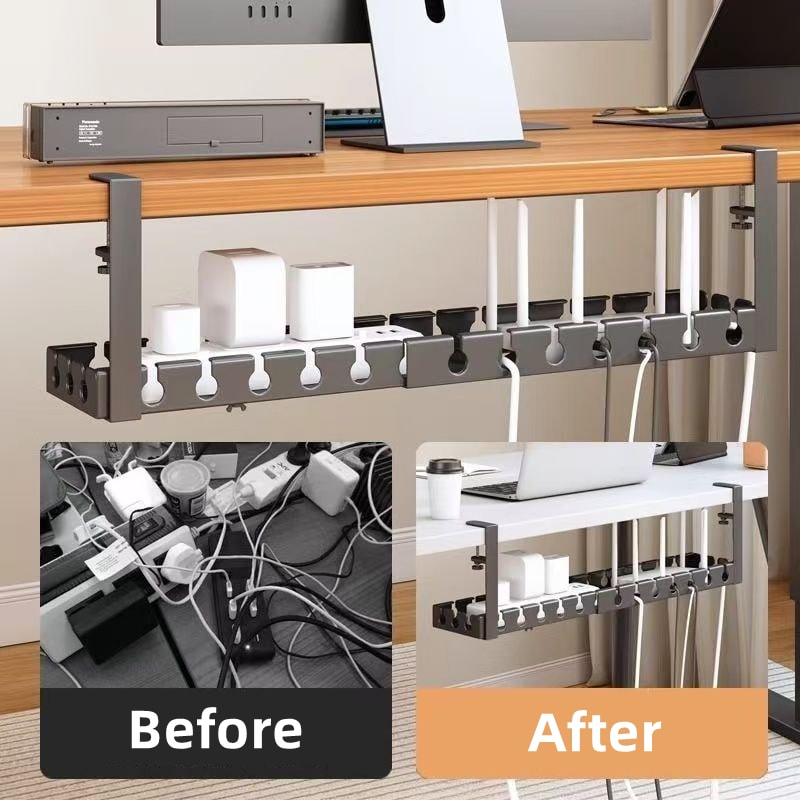 Retractable Power Strip Storage Under Table Storage Rack No Punching Metal Cable Management Tray Ho 2