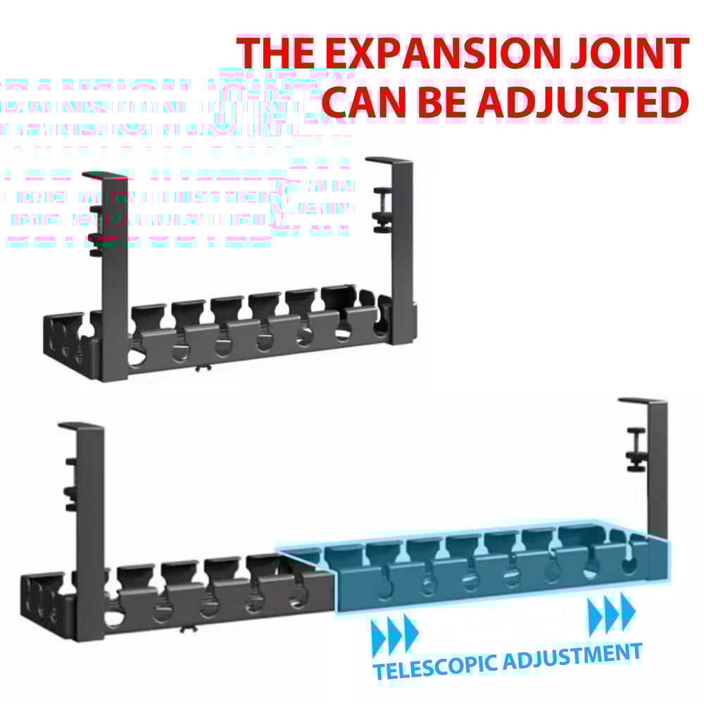 Under Desk No Drilling Cable Management Tray Retractable Organizer Metal Storage Rack for Home Office Router Data Wire