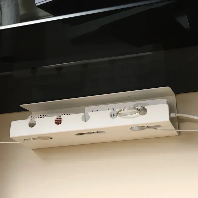 Under Desk Cable Tray with Clamp, Sturdy Power Strip Cord Holder, No Drilling, Spacious Cable Management Supplies