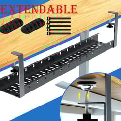 no drilling extendable under desk cable management metal tray multipurpose space saving organizer shelf