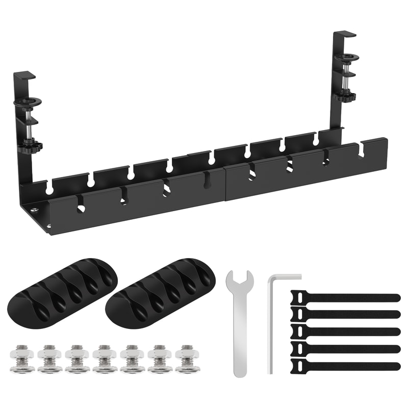 No Drilling Extendable Under Desk Cable Management Metal Tray Multipurpose Space Saving Organizer S 5