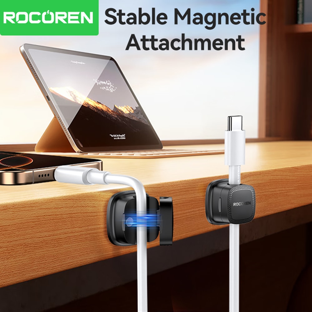 Adjustable Cable Holder Rocoren Magnetic Cable Organizer 6PCS Under Desk Stable Wire Keeper 2