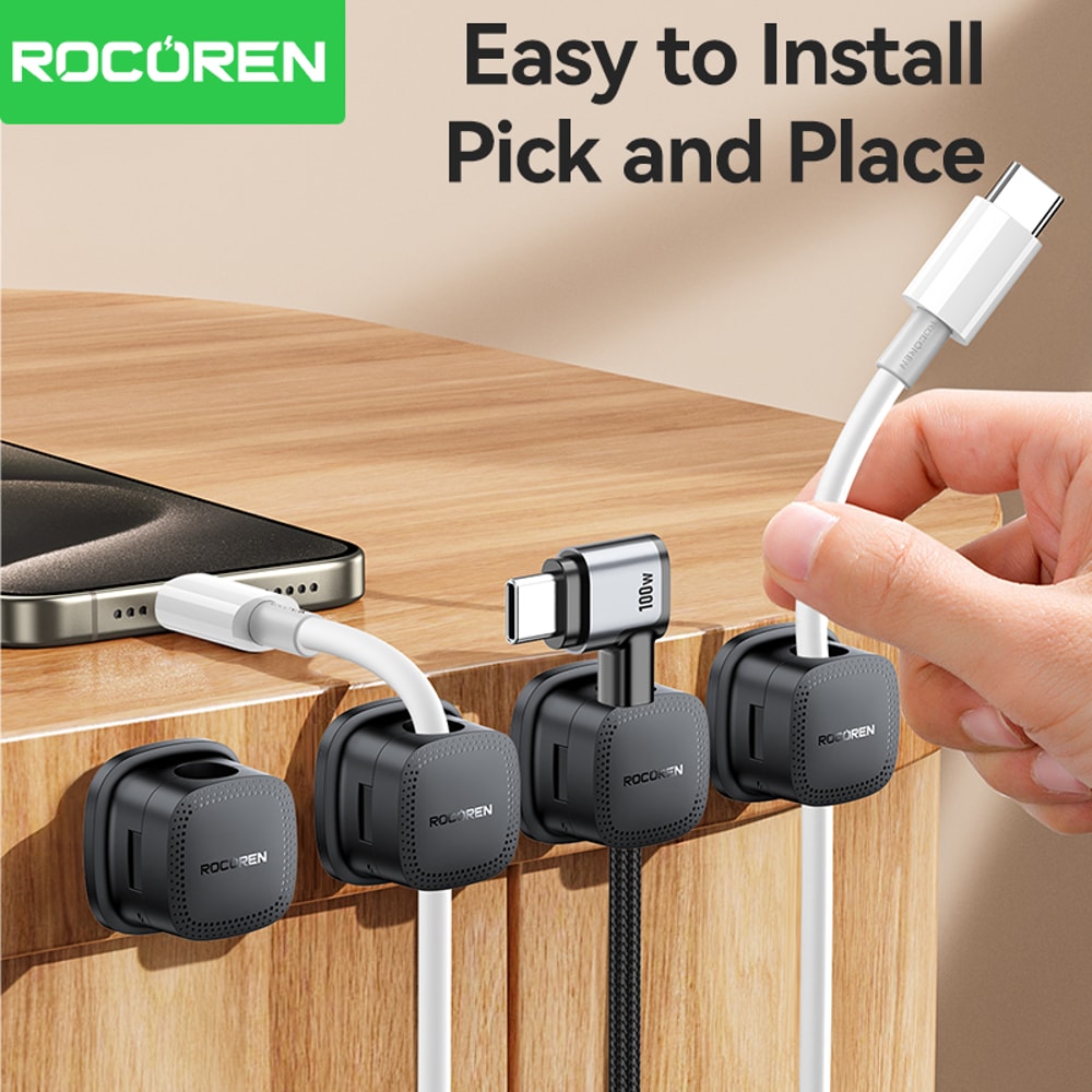 Adjustable Cable Holder Rocoren Magnetic Cable Organizer 6PCS Under Desk Stable Wire Keeper 3