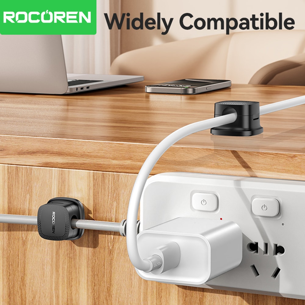 Adjustable Cable Holder Rocoren Magnetic Cable Organizer 6PCS Under Desk Stable Wire Keeper 5