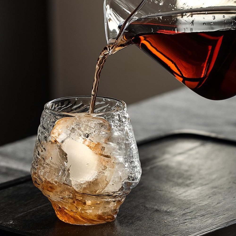 Retro Whiskey Glass Hazy Hammer Wine Tumbler Drinking Cup Cognac Brandy Whisky Mug with Wo