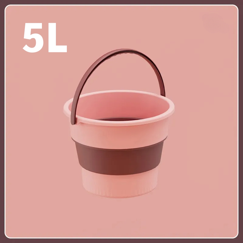 Silicone Folding Portable Bucket With Cover Car Wash Fishing Bathroom Tool For Outdoor Camping Supp 5