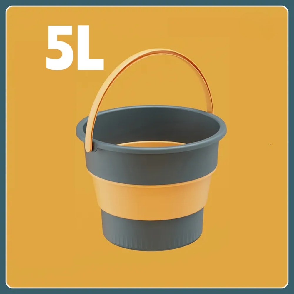 Silicone Folding Portable Bucket With Cover Car Wash Fishing Bathroom Tool For Outdoor Camping Supp 4
