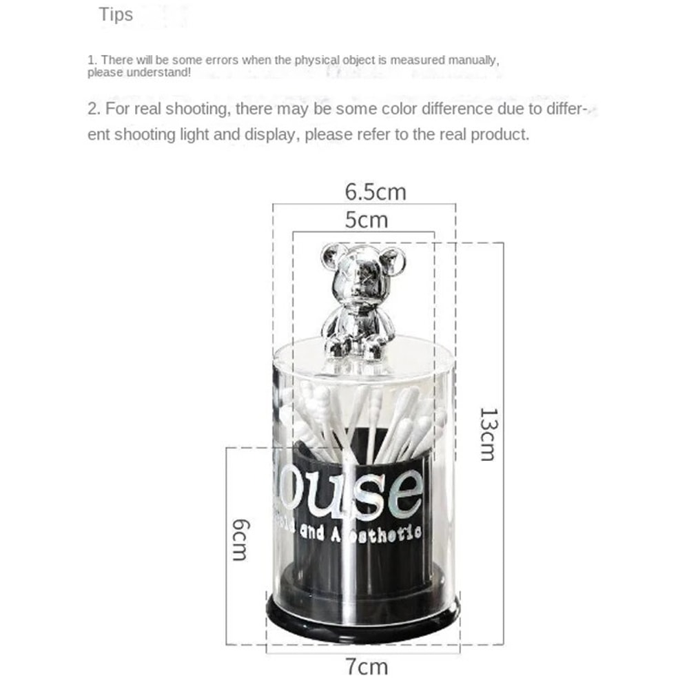 Bear Acrylic Toothpick Box High Appearance Level Toothtip Holder Cotton Swab Floss Storage Organize 4