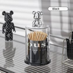 bear acrylic toothpick box, high appearance level toothtip holder, cotton swab floss storage organizer
