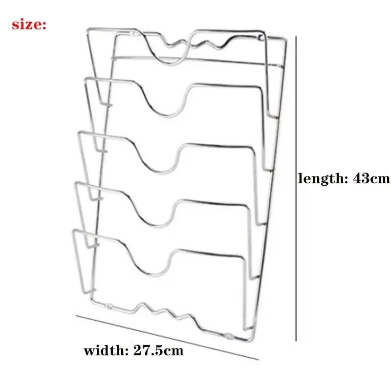 Wall Mounted Pot Lid Rack For Household Kitchen Multi Functional Perforated Five Layers Organizer 6