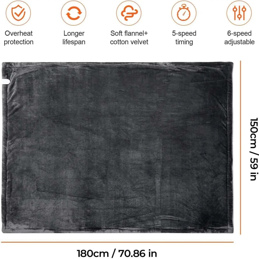 Soft Heated Throw Blanket Electric Blanket, Heating Levels, Auto Off, Over Heat Protection