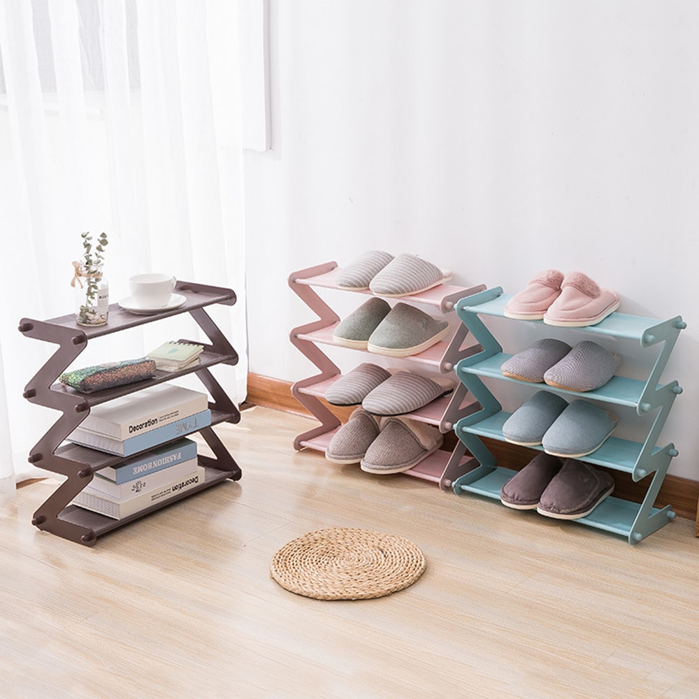 Z Shaped Fabric Shoe Rack, Simple Layer Assembled Dustproof Storage Rack for Household Use