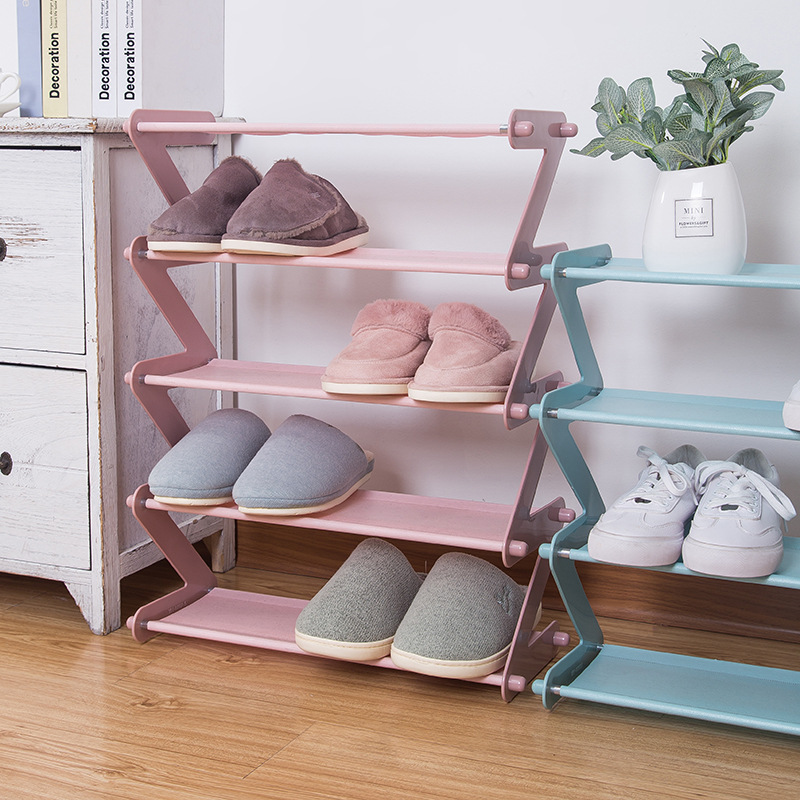 Z Shaped Fabric Shoe Rack, Simple Layer Assembled Dustproof Storage Rack for Household Use