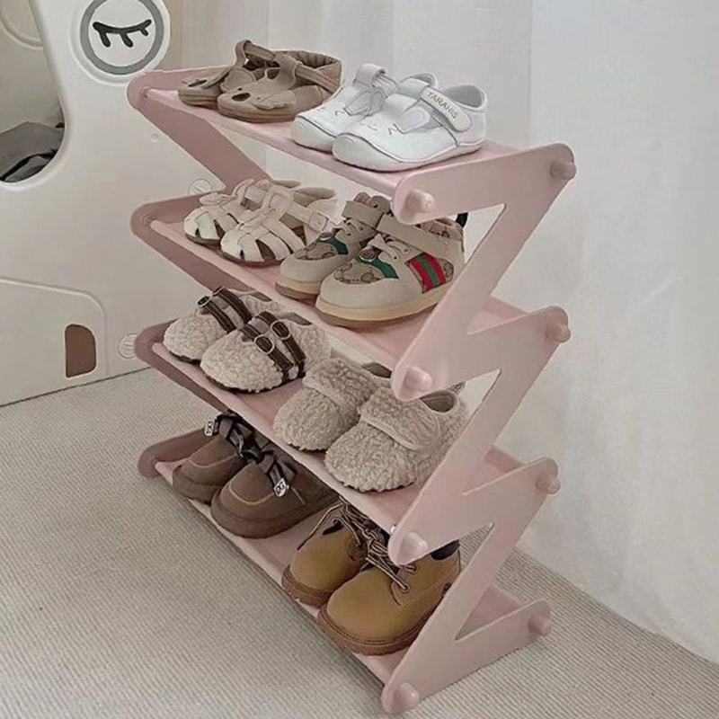 Z Shaped Fabric Shoe Rack, Simple Layer Assembled Dustproof Storage Rack for Household Use