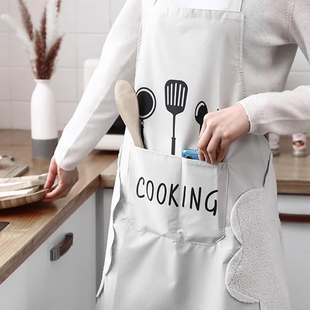 Waterproof Oilproof Kitchen Apron Lightweight Durable Cooking Baking Apron For Men Women Household 2