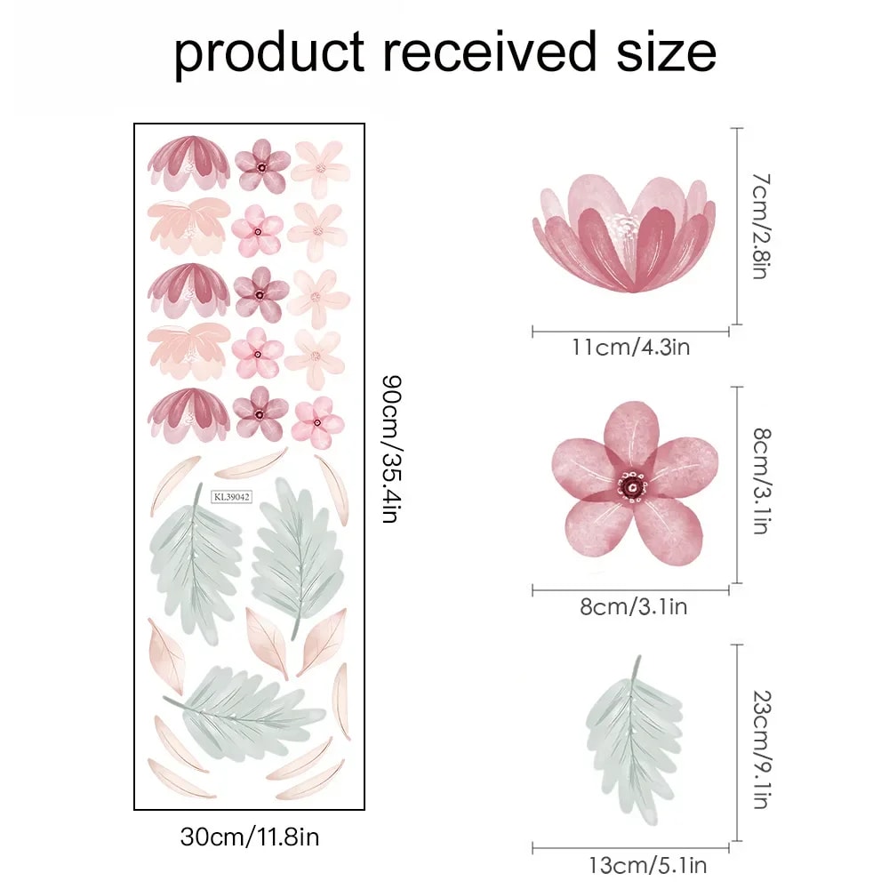 Floral Plants Flowers Wall Stickers Self Adhesive Vinyl Wall Decor For Living Rooms Background Wall 6