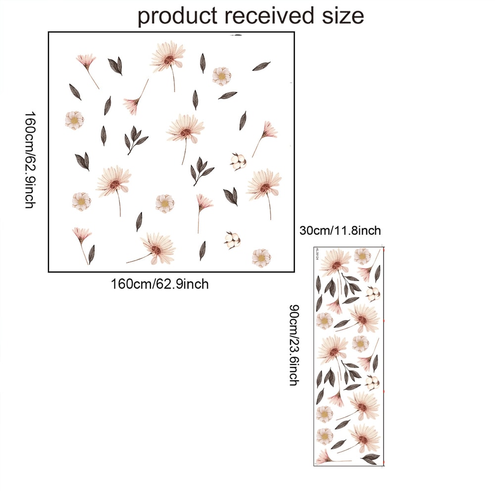 Floral Plants Flowers Wall Stickers Self Adhesive Vinyl Wall Decor For Living Rooms Background Wall 9