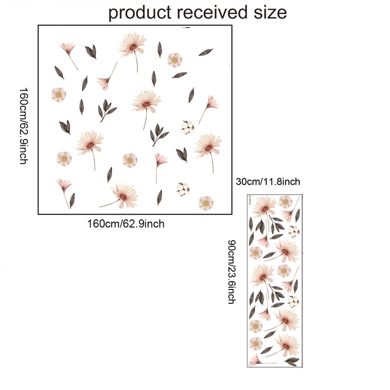 Floral Plants Flowers Wall Stickers Self Adhesive Vinyl Wall Decor For Living Rooms Background Wall 9