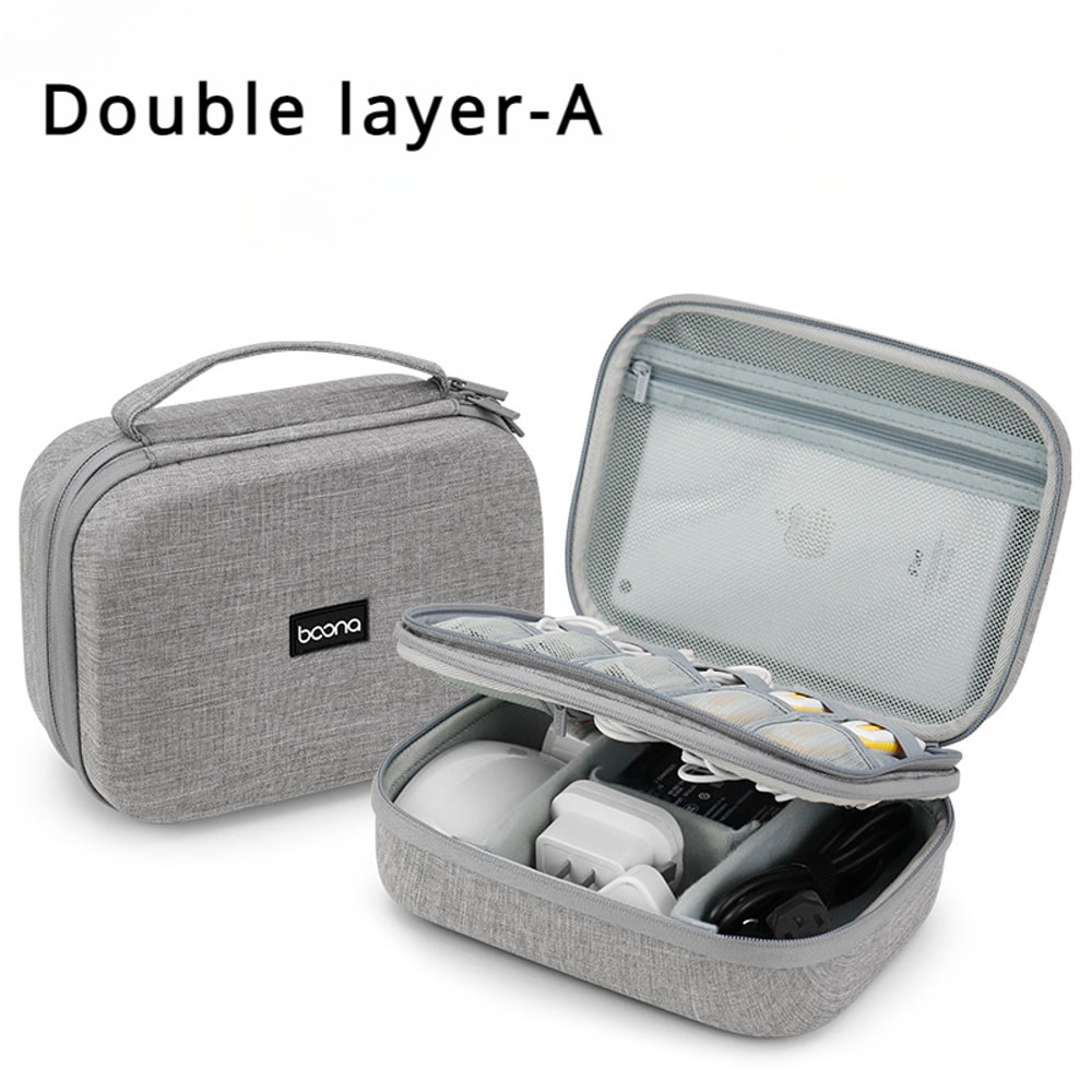 Travel Hard Case Digital Storage Bag, Large Capacity Charger Cable Power Bank Organizer