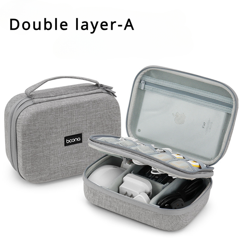 Travel Hard Case Digital Storage Bag, Large Capacity Charger Cable Power Bank Organizer