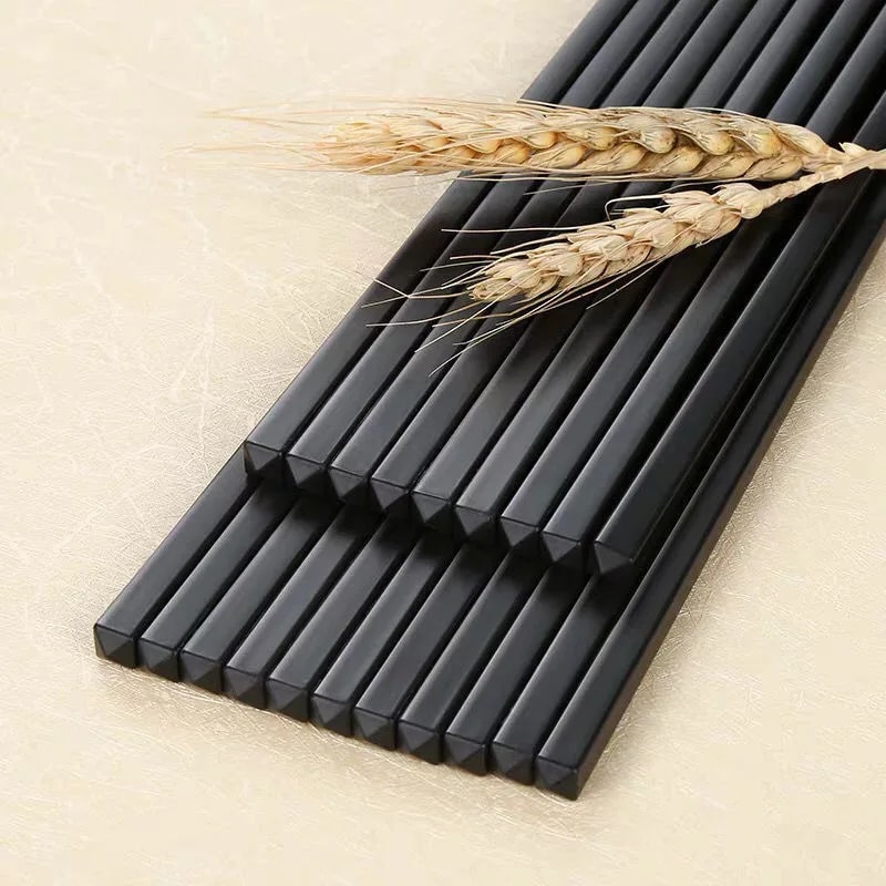 Reusable Black Alloy Chinese Chopsticks High Temperature Sterilizable Food Sushi Sticks Safe Bamboo 9