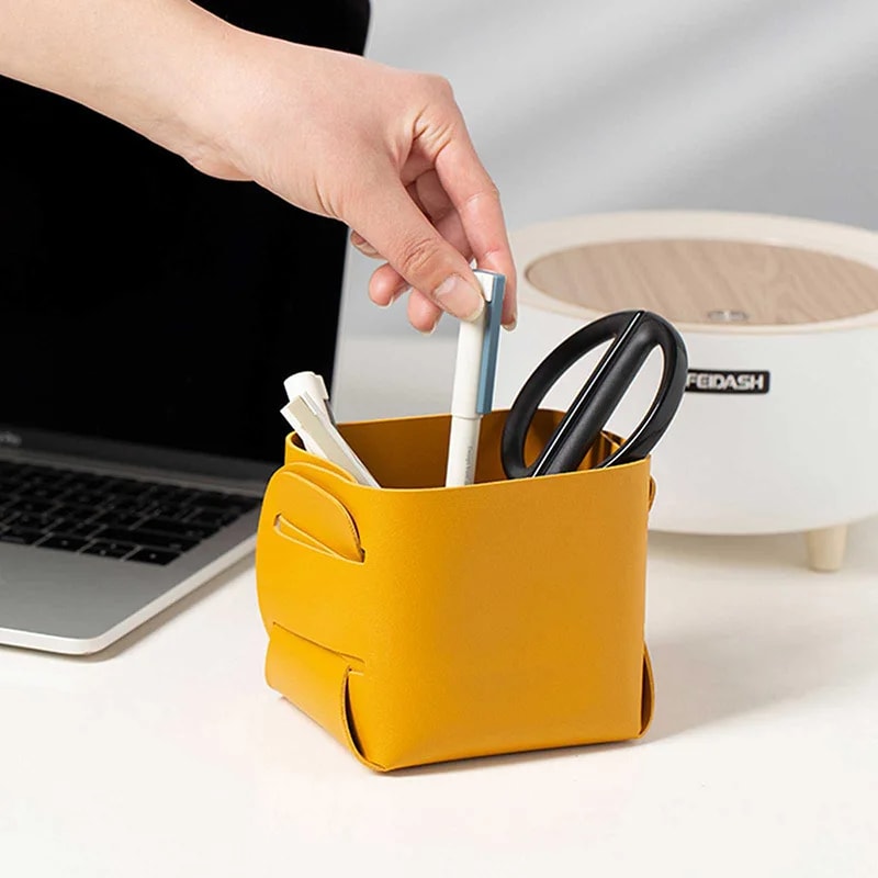 Nordic PU Leather Storage Box Jewelry Keys Display Tray Creative Makeup Organizer Books Plants Hold 3