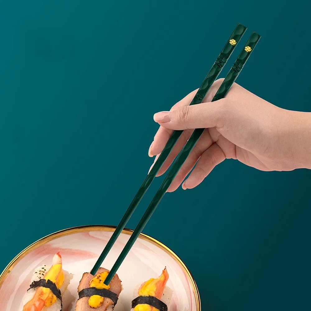 Food Grade Bamboo Shape Reusable Chinese Chopsticks Alloy Sushi Sticks Non Slip Dishwasher Safe