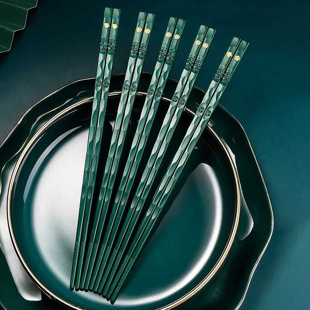 Food Grade Bamboo Shape Reusable Chinese Chopsticks Alloy Sushi Sticks Non Slip Dishwasher Safe