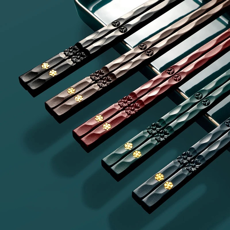 Food Grade Bamboo Shape Reusable Chinese Chopsticks Alloy Sushi Sticks Non Slip Dishwasher Safe