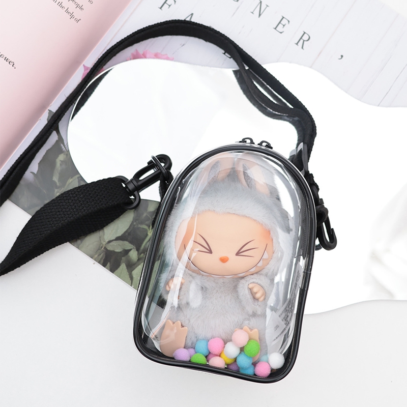 Labubu Sitting Party Protect Case Cotton Doll Shoulder Pain Bag PVC Storage Bag For Labubu 2