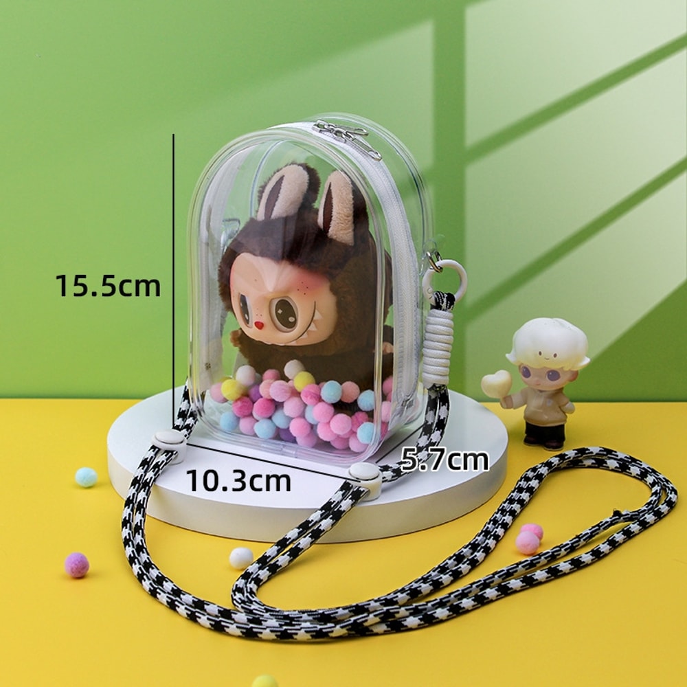 Labubu Sitting Party Protect Case Cotton Doll Shoulder Pain Bag PVC Storage Bag For Labubu 4