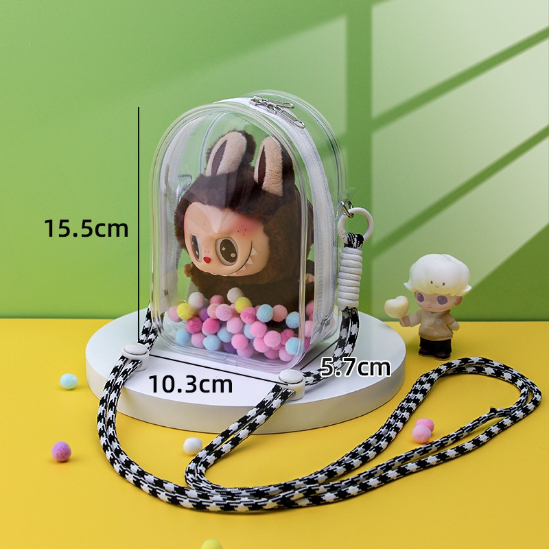 Labubu Sitting Party Protect Case Cotton Doll Shoulder Pain Bag PVC Storage Bag For Labubu 4