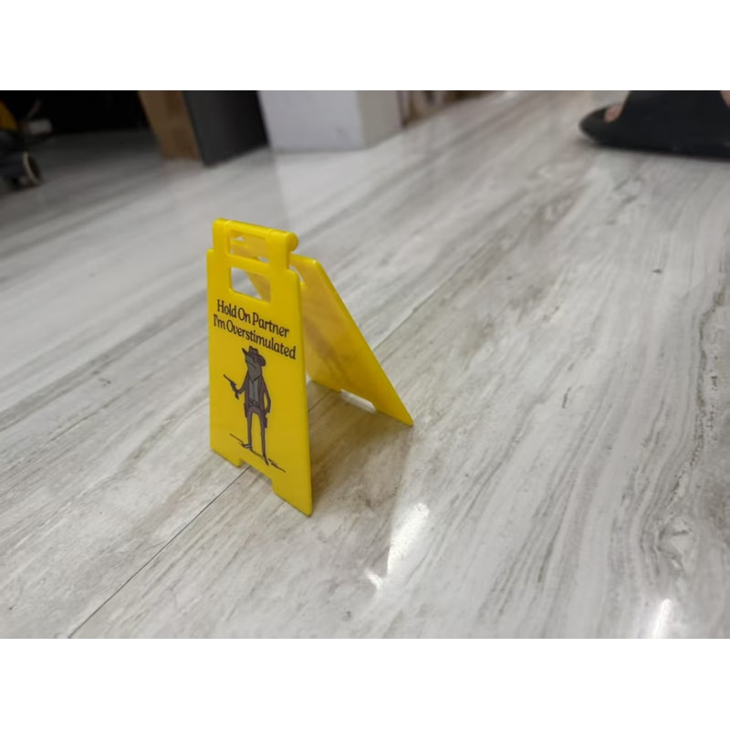 Funny Desk Sign Hold On Partner I'm Overstimulated Office Decor for Women Coworkers Desk Decoration