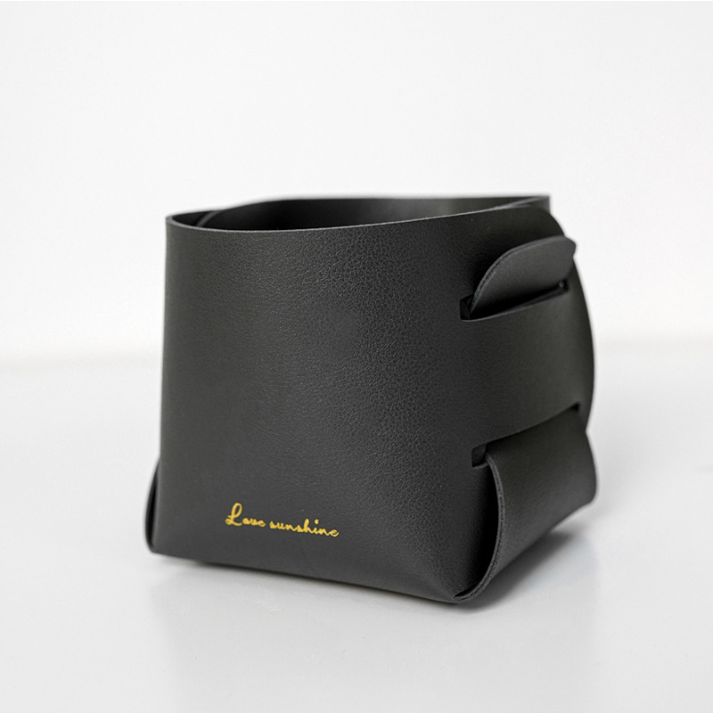 Nordic PU Storage Tray Folding Desktop Leather Storage Box Sundry Basket Porch Key Control Pen Hold 5