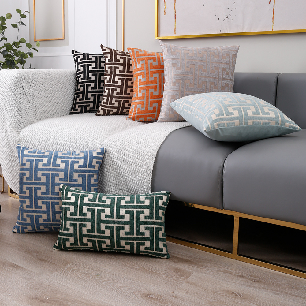 Geometric Patterned Polyester Jacquard Pillowcase Sofa Lumbar Pillow Covers For Spring Summer Autum 3