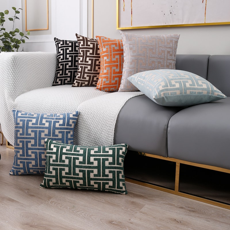 Geometric Patterned Polyester Jacquard Pillowcase Sofa Lumbar Pillow Covers For Spring Summer Autum 3
