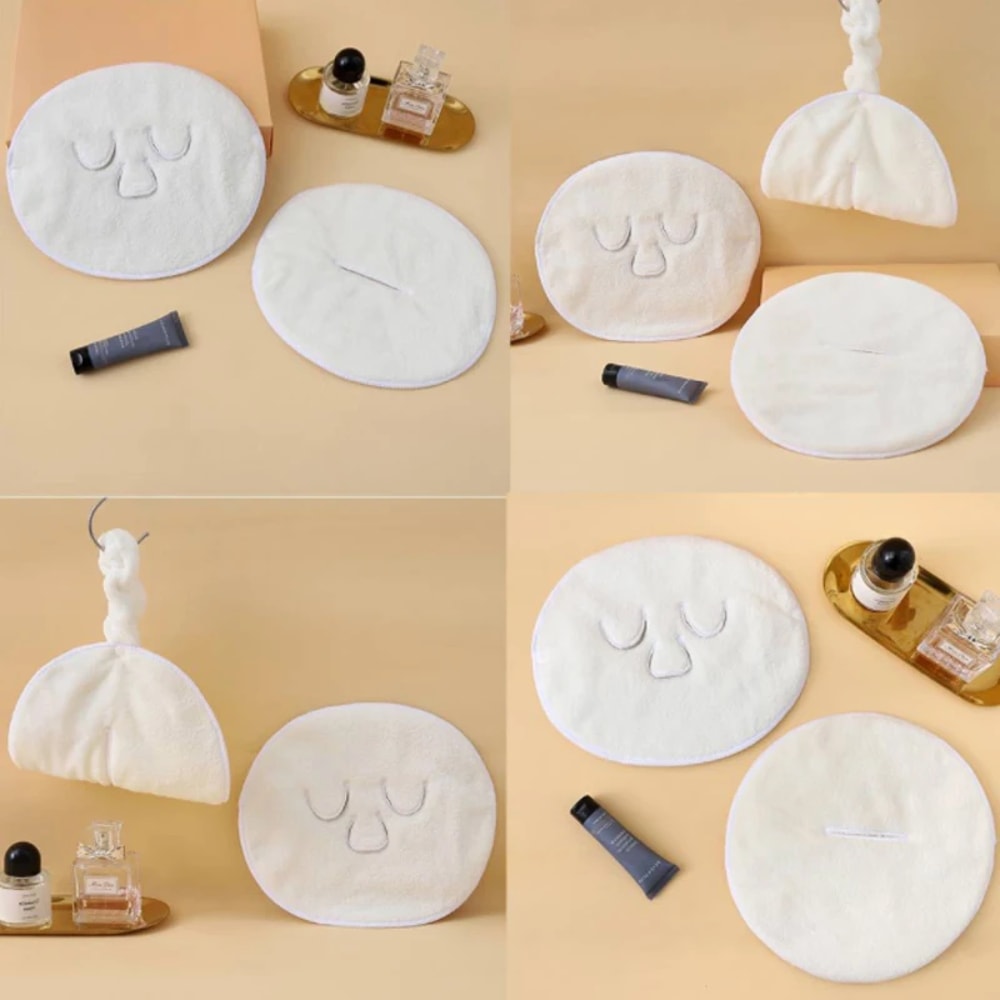 White FaceShaped Towel Facial Towel Thickened Moisturizing Hydrating Cold Hot Compress Mask For Bea 2